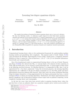 Learning low-degree quantum objects