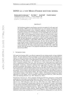 DINO as a von Mises-Fisher mixture model