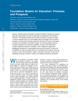 Foundation Models for Education: Promises and Prospects