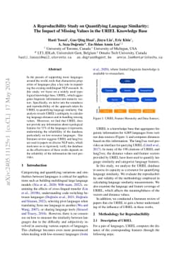 A Reproducibility Study on Quantifying Language Similarity: The Impact
  of Missing Values in the URIEL Knowledge Base