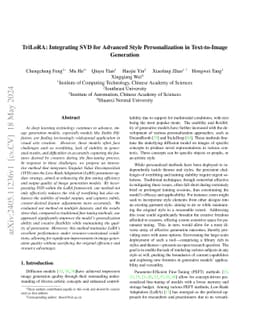 TriLoRA: Integrating SVD for Advanced Style Personalization in
  Text-to-Image Generation
