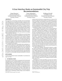 A User Interface Study on Sustainable City Trip Recommendations