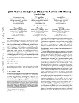 Joint Analysis of Single-Cell Data across Cohorts with Missing
  Modalities