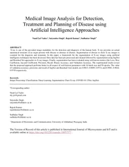Medical Image Analysis for Detection, Treatment and Planning of Disease
  using Artificial Intelligence Approaches