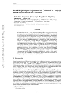 MHPP: Exploring the Capabilities and Limitations of Language Models
  Beyond Basic Code Generation