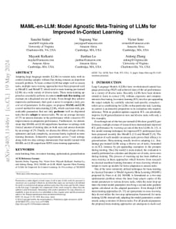 MAML-en-LLM: Model Agnostic Meta-Training of LLMs for Improved
  In-Context Learning