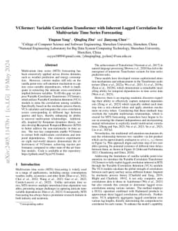 VCformer: Variable Correlation Transformer with Inherent Lagged
  Correlation for Multivariate Time Series Forecasting