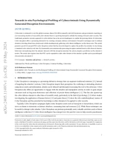 Towards in-situ Psychological Profiling of Cybercriminals Using
  Dynamically Generated Deception Environments