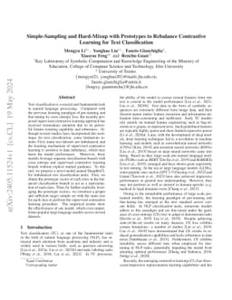 Simple-Sampling and Hard-Mixup with Prototypes to Rebalance Contrastive
  Learning for Text Classification