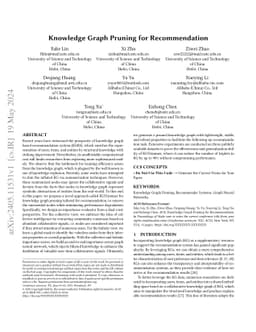 Knowledge Graph Pruning for Recommendation