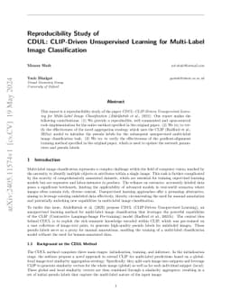 Reproducibility Study of CDUL: CLIP-Driven Unsupervised Learning for
  Multi-Label Image Classification