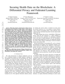 Securing Health Data on the Blockchain: A Differential Privacy and
  Federated Learning Framework