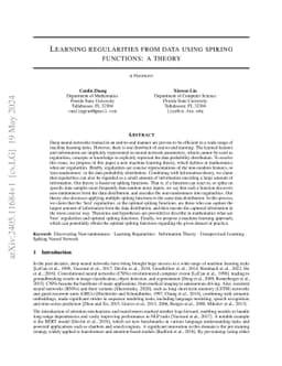 Learning Regularities from Data using Spiking Functions: A Theory