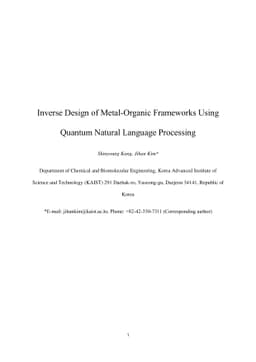 Inverse Design of Metal-Organic Frameworks Using Quantum Natural
  Language Processing