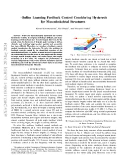 Online Learning Feedback Control Considering Hysteresis for
  Musculoskeletal Structures