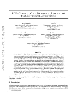 FeTT: Continual Class Incremental Learning via Feature Transformation
  Tuning