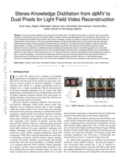 Stereo-Knowledge Distillation from dpMV to Dual Pixels for Light Field
  Video Reconstruction