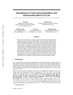 Quantifying In-Context Reasoning Effects and Memorization Effects in
  LLMs