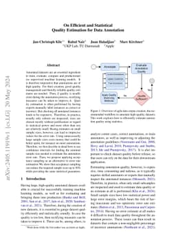 On Efficient and Statistical Quality Estimation for Data Annotation