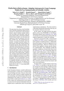 WisPerMed at BioLaySumm: Adapting Autoregressive Large Language Models
  for Lay Summarization of Scientific Articles