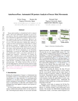 AutoSoccerPose: Automated 3D posture Analysis of Soccer Shot Movements