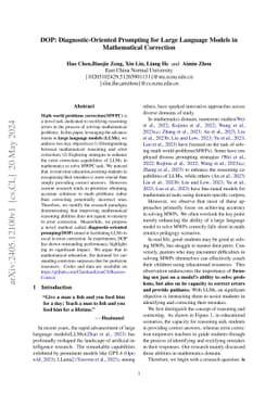 DOP: Diagnostic-Oriented Prompting for Large Language Models in
  Mathematical Correction