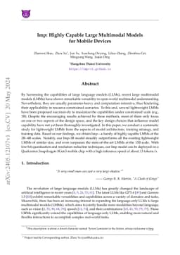 Imp: Highly Capable Large Multimodal Models for Mobile Devices