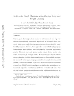 Multi-order Graph Clustering with Adaptive Node-level Weight Learning