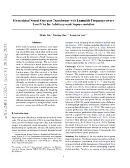 Hierarchical Neural Operator Transformer with Learnable Frequency-aware
  Loss Prior for Arbitrary-scale Super-resolution