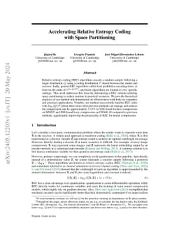Accelerating Relative Entropy Coding with Space Partitioning