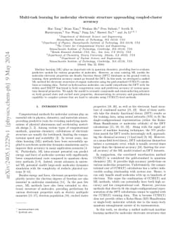 Multi-task learning for molecular electronic structure approaching
  coupled-cluster accuracy