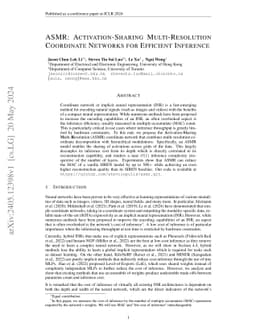 ASMR: Activation-sharing Multi-resolution Coordinate Networks For
  Efficient Inference