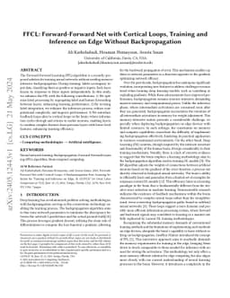 FFCL: Forward-Forward Net with Cortical Loops, Training and Inference on
  Edge Without Backpropagation
