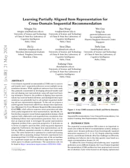 Learning Partially Aligned Item Representation for Cross-Domain
  Sequential Recommendation