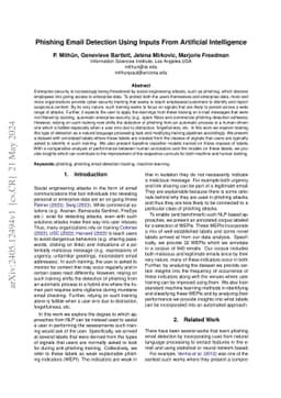 Phishing Email Detection Using Inputs From Artificial Intelligence