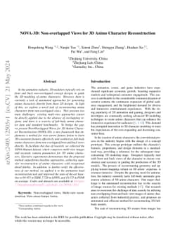 NOVA-3D: Non-overlapped Views for 3D Anime Character Reconstruction