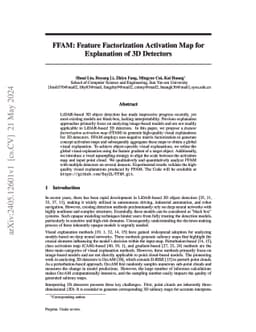 FFAM: Feature Factorization Activation Map for Explanation of 3D
  Detectors