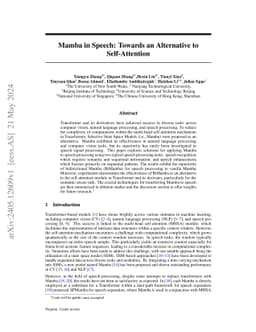 Mamba in Speech: Towards an Alternative to Self-Attention