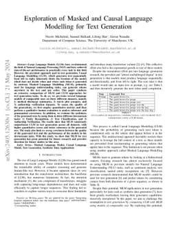 Exploration of Masked and Causal Language Modelling for Text Generation