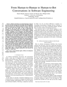 From Human-to-Human to Human-to-Bot Conversations in Software
  Engineering