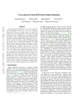 Cross-spectral Gated-RGB Stereo Depth Estimation