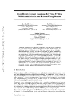Deep Reinforcement Learning for Time-Critical Wilderness Search And
  Rescue Using Drones