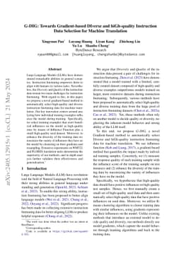 G-DIG: Towards Gradient-based Diverse and High-quality Instruction Data
  Selection for Machine Translation