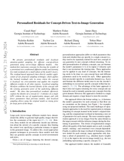 Personalized Residuals for Concept-Driven Text-to-Image Generation