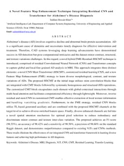 A Novel Feature Map Enhancement Technique Integrating Residual CNN and
  Transformer for Alzheimer Diseases Diagnosis