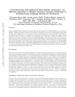 Crowdsourcing with Enhanced Data Quality Assurance: An Efficient
  Approach to Mitigate Resource Scarcity Challenges in Training Large Language
  Models for Healthcare