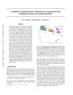 LeaPformer: Enabling Linear Transformers for Autoregressive and
  Simultaneous Tasks via Learned Proportions