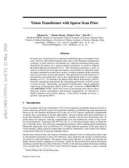 Vision Transformer with Sparse Scan Prior