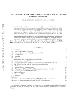 Convergence of the Deep Galerkin Method for Mean Field Control Problems