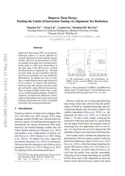 Disperse-Then-Merge: Pushing the Limits of Instruction Tuning via
  Alignment Tax Reduction